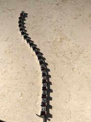 ❤️✨VINTAGE Sterling Silver EMERALD CUT GARNET & MARCASITE ESTATE Tennis Bracelet