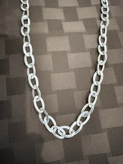 Mens Chunky SilverTone Oval Link Chain NecklaceLong 42″ Unisex Heavy 68g