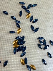 Lot of 55 Vintage Montana Blue Marquise Navette Glass Rhinestones Pointed Back N