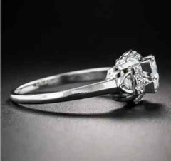 Art Deco Style 2Ct Round Cut Lab Created Diamond Wedding 14K White Gold FN Ring