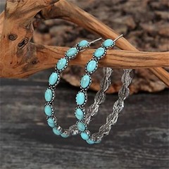 Zinc Alloy Large Oval Vintage Hoop Bohemian Earrings