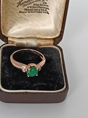 Vintage 1990-s 14 Ct Rolled Gold Emerald Ring Size UK P US 7 1/2 Hallmarked!