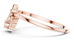 Round Cut 0.03CT White Moissanite Double Heart Shaped Ring Pure 10K Rose Gold FN