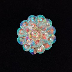 Vintage AB Crystal Flower Cluster Brooch