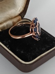 Vintage 1990-s 14 Ct Rolled Gold Sapphire Ring Size UK Q US 8- Hallmarked