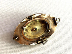 Antique Edwardian Memento Mori Brass Gold Plated Skull Pendant Pin Brooch