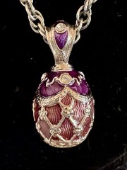 Edgar Berebi St Petersburg Egg Pendant Necklace Limited Edition Enameled Pur/Brn