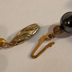 Rich Hematite Beaded Necklace Gilt Sterling Silver Clasp 22 inches Germany