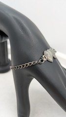 Vintage Sterling Silver Sweetheart ID Bracelet Double Heart HN Monogram