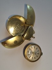 Vintage watch pendant, gold tone, Ladybug, Cycle