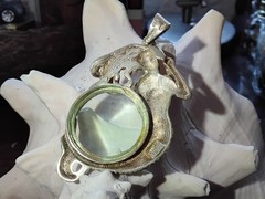 ~ Vintage Large Sterling Silver Magnifying Glass Pendant ~
