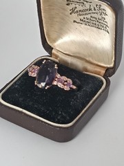Vintage 1990-s 14 Ct Rolled Gold Amethyst Ring UK S 1/2, US 9 1/4- Hallmarked!