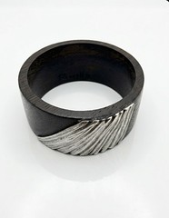 Signed Piazello Artisan Studio Bangle – Exotic Wenge Wood & 316L Surgical Stainl