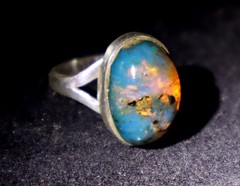 Excellent Natural Clear Sky Blue Amber 925 Sterling Silver Ring #6.5 free resize