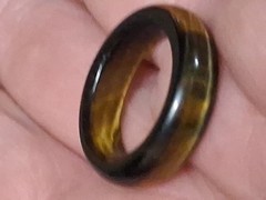 Tiger’s eye polished band, solid gemstone ring. Unisex size 6.5