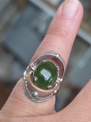 Vintage Beautiful Unusual Ornate Jade Ring Size 4.75