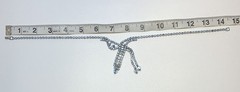 Vintage Silver Tone Baby Blue Rhinestone Asymmetrical Choker Necklace 14.5″
