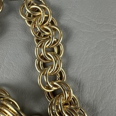 Vintage Link Statement Necklace Gold Tone Multi Ring Toggle Clasp 16.5″