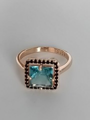 Vintage 1990-s 14 Ct Rolled Gold Aquamarine Ring Size UK P US 7.5 Hallmarked!