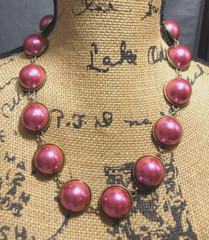 Georgian Riviere Necklace Japanese Cultura Faux Pearl Cabochon Collet Collar Vtg