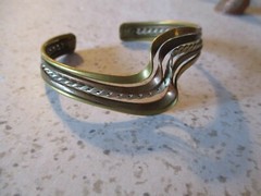 VINTAGE, CUFF BRACELET, COPPER, BRASS, TWISTED SILVERTONE, WAVE DESIGN, 2.25″ D