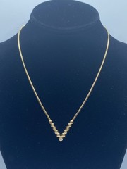 Christian Dior Vintage Gold Tone Crystal V-Shape Necklace 17″ COA