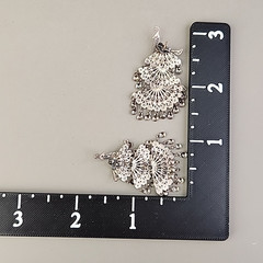 Vintage Sterling Silver Peacock Earrings Cannetille Filigree Articulated Dangles