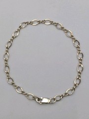 Vintage 925 Sterling Silver Infinity & Oval Link Starter Charm Bracelet 8″ – 4g