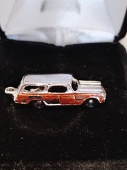 Old Zinc Coated Die Cast Station Wagon Pendant
