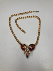 Juliana D&E Book Piece Ref No 452 Rhinestone Necklace w/ Red Fluss Stones 16”