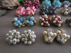 Vtg Cluster Clip Earring Lot of 16 Pairs – Japan/W Germany/Hong Kong/Marvella
