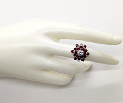 Vintage Luxury RING Sterling Silver 925 with Bright Stones -size: 7.5 (18mm) #68