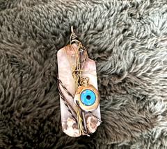 EVIL EYE PENDANT VINTAGE STERLING SILVER ARTISAN MADE OOAK