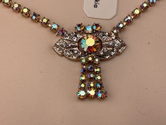 vintage set of czech crystal jewelry, necklace, bracelet,ring and earrings