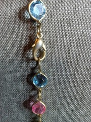 Vintage Austrian Crystal Multicolor Pastel Crystals And Gold Tone 30″ Necklace
