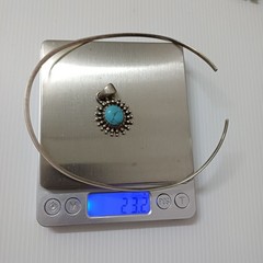 Vintage Sterling Silver Choker Turquoise Pendant Necklace 925 Ethnic Boho Jewelr