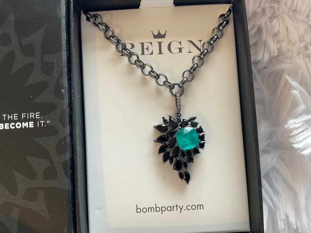 Bomb Party Reign Villain “Never Fear The Flames” RBP7655 Necklace Hematite Plate