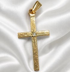 Antique 14k GF Diamond Cross Pendant Excellent Condition