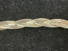 7.5” Milor Italy Gold Tone ETCHED BRAIDED Sterling Silver Bracelet Herringbone