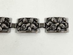 DANECRAFT STERLING SILVER LILY FLORAL PANEL VINTAGE BRACELET 7in