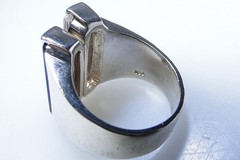 Modernist NF Sterling Asymmetrical Smoky Quartz Silver Ring Sz 6