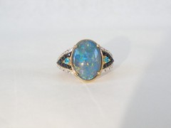 Sterling Silver 925 Gold Over Australian Opal Triplet Gemstone Ring Size 6
