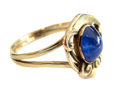 ART NOUVEAU – Antique CABOCHON Sapphire & GOLD Ring FINE
