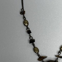 Signed N A Necklace, Single Rhinestone Flower Centerpiece