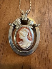 Lot Of 4 Vintage Cameos 1 Necklace And 3 Brooch Pin (1 Gerry)