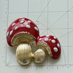 Polka Dot Large Mushroom Brooch/ Enamel On Metal
