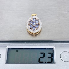 Oval Tanzanite Cluster Pendant | Diamond | Gold Tone Sterling Silver 925