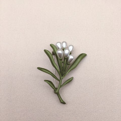 Retro Green Plant Leaf Pearl Brooch Flower Pin Women Jewelry Accessory Gift