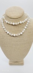 Miriam Haskell Beaded Necklace 31 in White Vintage Asymmetrical Signed