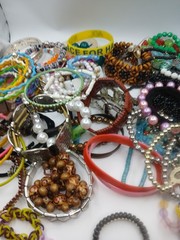 Stretch Bracelet Bulk Lot Rubber Silver Toned Colorful Assorted Jewelry Wearable